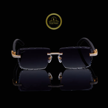Custom Luxury Rimless Sunglasses Featuring Diamond Set Gold Accents By Ivevar
