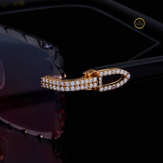 Custom Diamond Rimless Sunglasses Gold Luxury Designer Shades By Ivevar