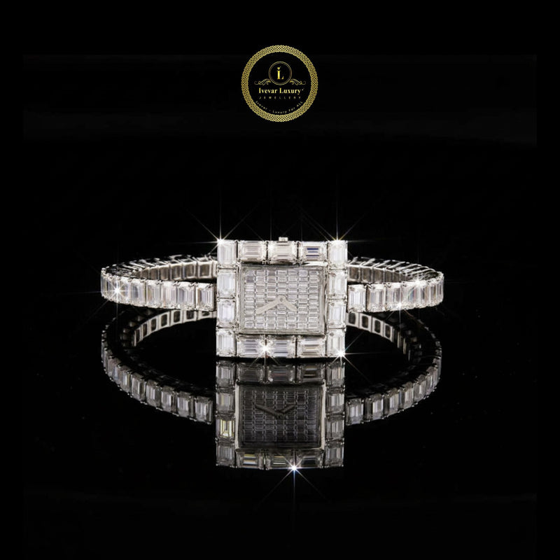 Eternal Radiance Diamond Watch with Emerald and Baguette Cut Stones A Symphony of Precision and Elegance
