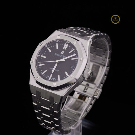 Luxury Black Dial Automatic Watch Octagonal Bezel & Integrated Bracelet