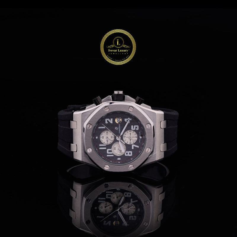 Modern Luxury Steel Chronograph - Slate Grey Dial & High-Performance Rubber Strap Watch