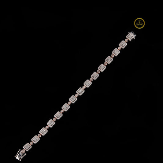 Iced Out Tennis Bracelet 925 Silver with VVS1 Lab-Grown Baguette Diamonds by Ivevar