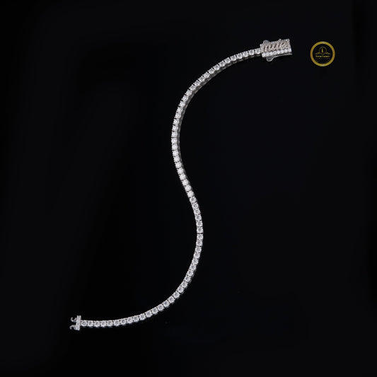 High Quality 925 Sterling Silver Tennis Chain Bracelet with 3.7mm Moissanite round  for Party By Ivevar