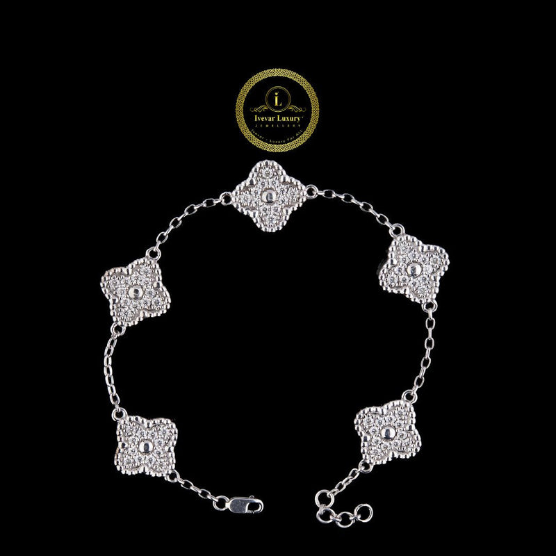 Flower Diamond Bangle Bracelet - VVS Moissanite Bridal Jewelry Gift