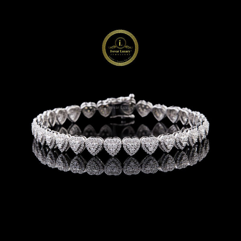 Heart Diamond Bangle Bracelet - VVS1 Moissanite Bridal Jewelry by Ivevar Luxury