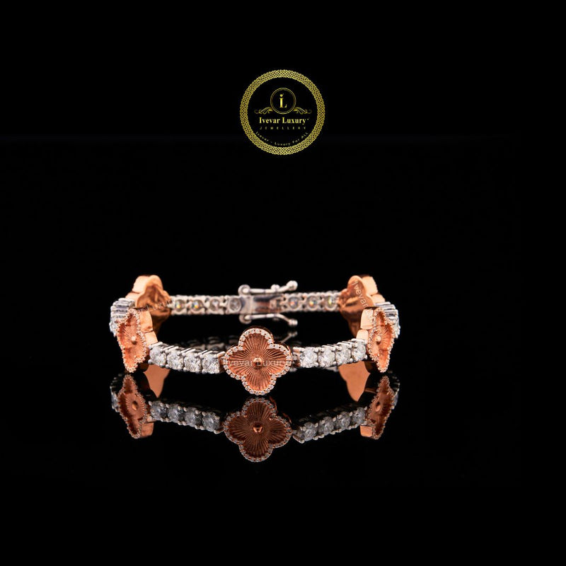 Iced Out Clover Bracelet - GRA Certified Moissanite Gift