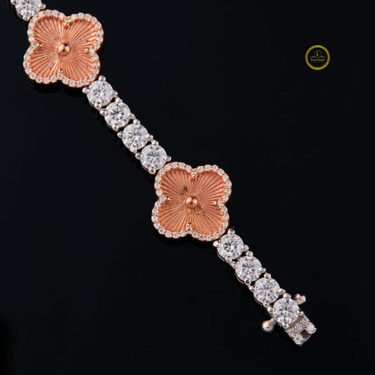 Iced Out Clover Bracelet - GRA Certified Moissanite Gift