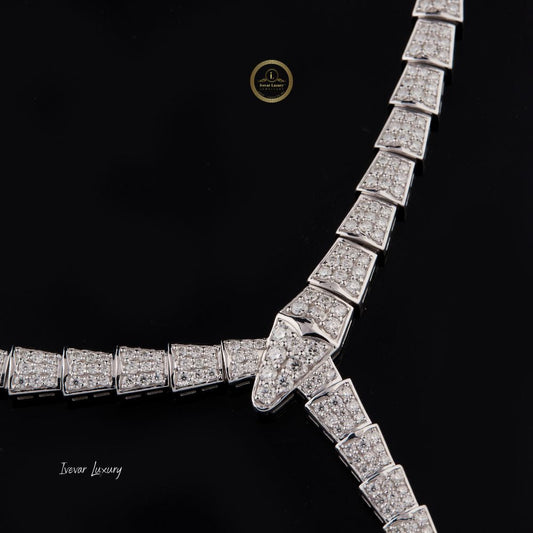 925 Sterling Silver Classic Fashion Snake Shaped Flowing Circle Women's Necklace by Ivevar