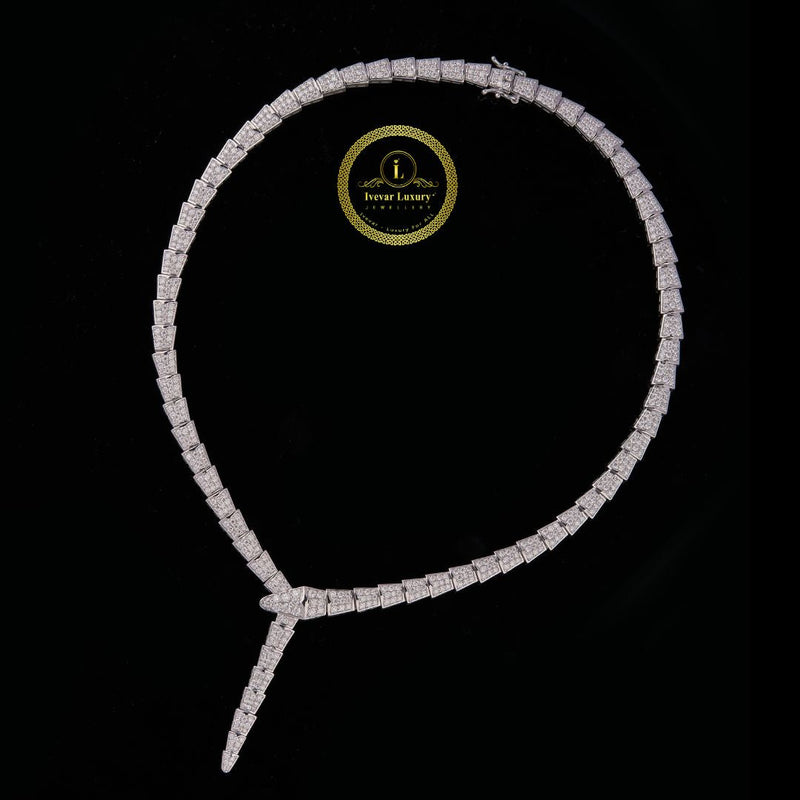 Custom 925 Sterling Silver Lab Grown Diamond Snake Shape Chain By Ivevar