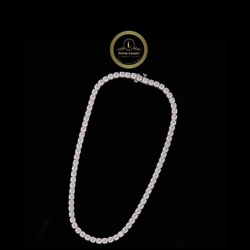 Hip Hop Lab Grown Tennis Chain 925 Solid Silver Iced Out Necklace for Men