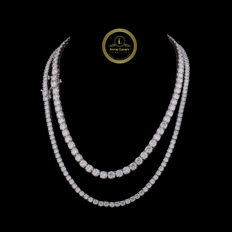 VVS Moissanite Chain Hiphop 925 Sterling Silver 5mm Iced Out Moissanite Tennis Chain by Ivevar
