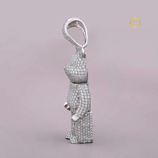 Custom Teddy Bear Necklace VVS Moissanite Diamond Jewelry Gift
