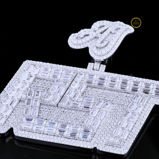 Fully Iced Out Moissanite Pendant - Round & Baguette Diamond Jewelry by Ivevar