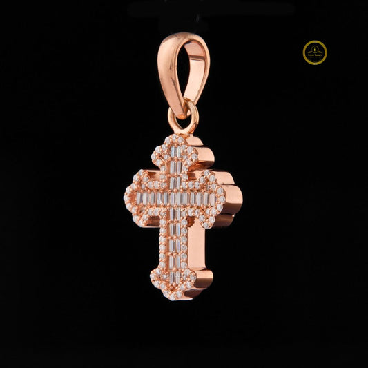 Stock Iced Out Jewellery Hip Hop Pendant 925 Silver Gold Plated VVS1 Lab Grown Diamond Cross Pendant
