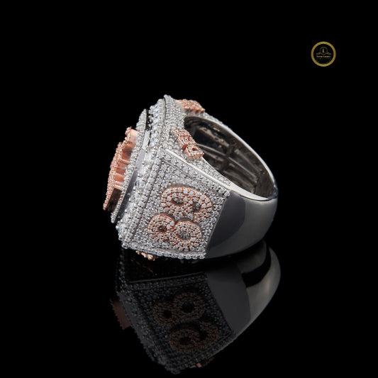 3.90 TCW Two Tone Iced Out Statement Championship Ring with Custom ‘2 Funny’ Lab Grown Diamond Design