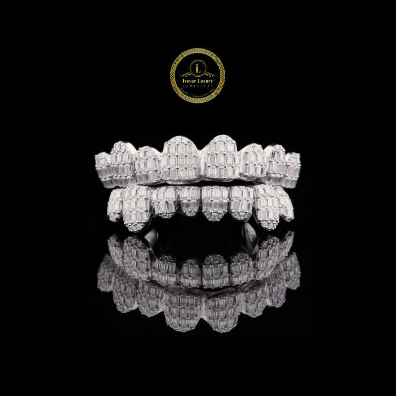 Custom Baguette Moissanite Grillz - VVS Diamond Luxury Teeth Jewelry for Men & Women