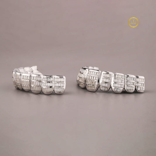 Hip Hop Grillz Jewelry - Custom Baguette Moissanite Diamond Gold/Silver Teeth