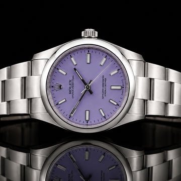Rolex Oyster Perpetual Lavender Dial Stainless Steel Luxury Watch  Swiss Automatic Premium Wristwatch