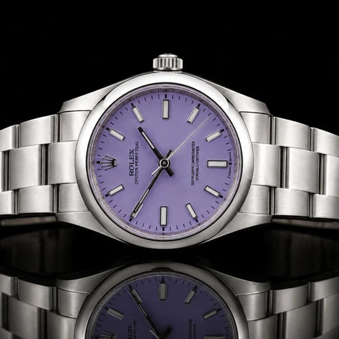 Rolex Oyster Perpetual Lavender Dial Stainless Steel Luxury Watch Swiss Automatic Premium Wristwatch