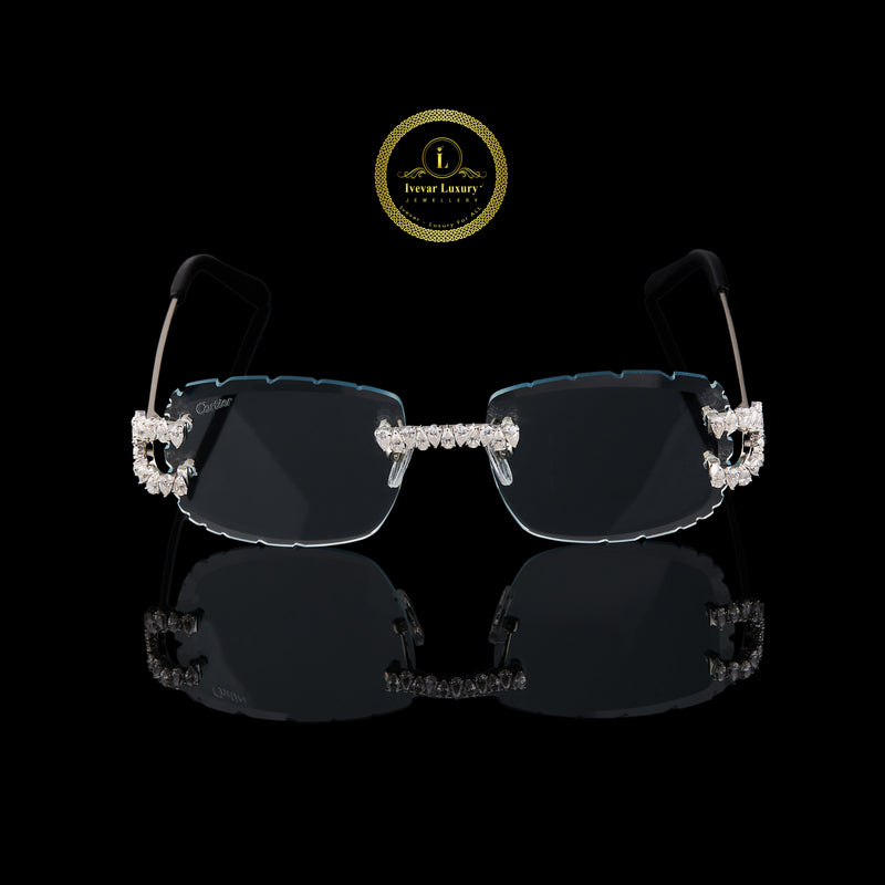 Custom Pear Diamond Sunglasses Luxury Rimless Designer Eye wear By Ivevar