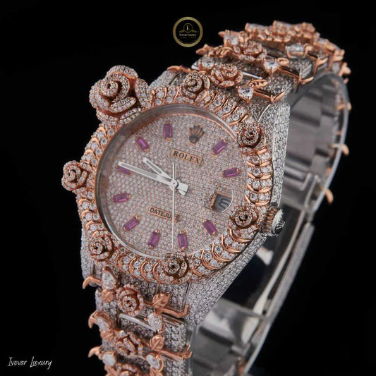 The Imperial Blossom Diamond Watch Timepiece with Rose Gold and Pink Sapphire Embellishments