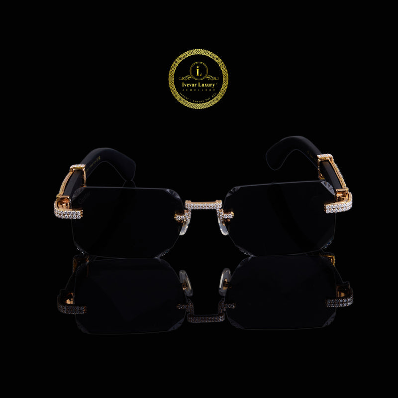 Custom Diamond Sunglasses Luxury Rimless Gold Eye wear By Ivevar