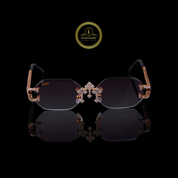 Luxury Rimless Iced-Out Sunglasses – Gold Hardware & Gradient Tint by Ivevar