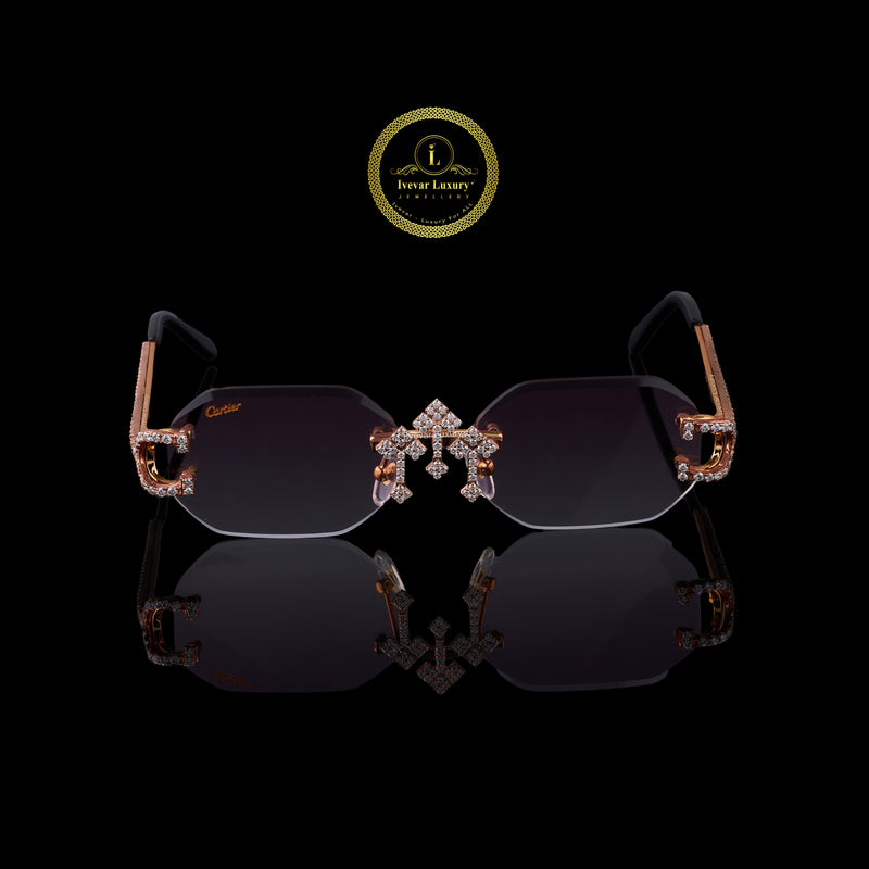 Luxury Rimless Iced-Out Sunglasses – Gold Hardware & Gradient Tint by Ivevar