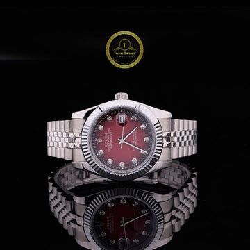 36mm Executive Diamond Series Watch Deep Maroon Sunray Dial with Fluted Bezel & Jubilee Bracelet