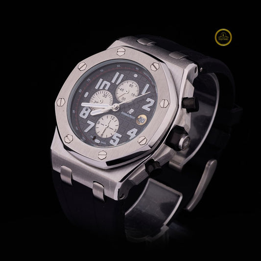 Modern Luxury Steel Chronograph - Slate Grey Dial & High-Performance Rubber Strap Watch
