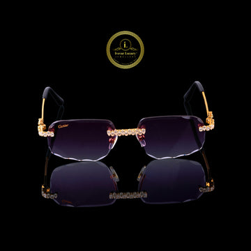 Custom Pear Cut Diamond Sunglasses Rimless Luxury Eye wear