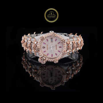 The Imperial Blossom Diamond Watch Timepiece with Rose Gold and Pink Sapphire Embellishments