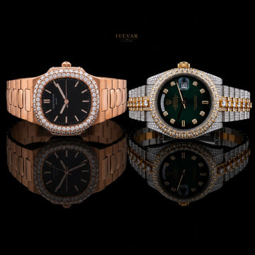 Royal Collection Two-Tone Luxury Wristwatch And Full Rose Gold Bezel Set Watch By Ivevar