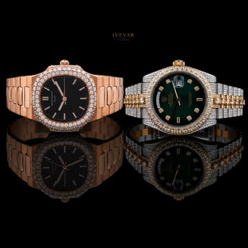 Royal Collection Two-Tone Luxury Wristwatch And Full Rose Gold Bezel Set Watch By Ivevar