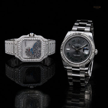 Luxury Diamond Square Watch Silver Executive Timepiece – Premium Dual Watch Collection