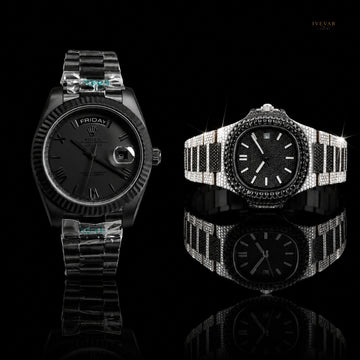 Black Diamond-Inspired Watch Duo – Premium Stainless Steel Statement Timepieces
