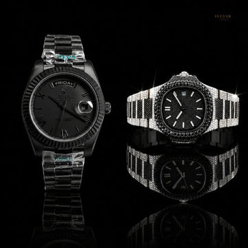 Black Diamond-Inspired Watch Duo – Premium Stainless Steel Statement Timepieces