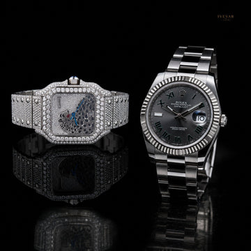 Luxury Diamond Square Watch  Silver Executive Timepiece – Premium Dual Watch Collection
