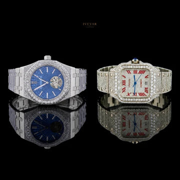 IVEVAR Sapphire Ice Crystal-Encrusted Luxury Stainless Steel Watch Collection