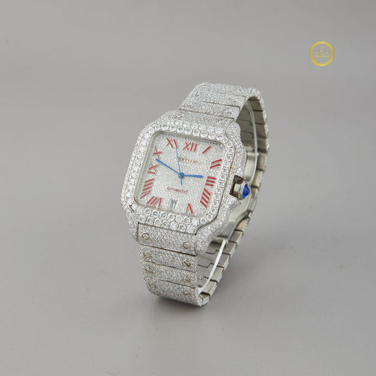 Exquisite Fully Iced-Out Luxury Timepiece with Dazzling Diamond Watch and Elegant Roman Numeral Dial