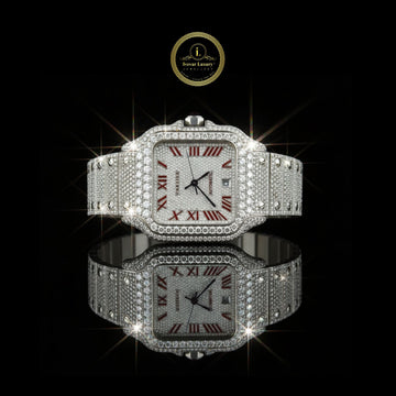Exquisite Fully Iced-Out Luxury Timepiece with Dazzling Diamond Watch and Elegant Roman Numeral Dial
