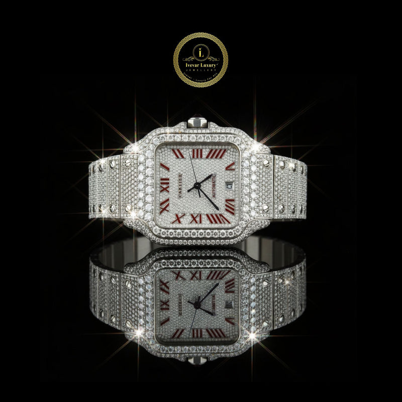 Exquisite Fully Iced-Out Luxury Timepiece with Dazzling Diamond Watch and Elegant Roman Numeral Dial