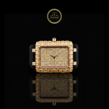 Men’s Luxury Watch Half Iced Out Diamonds with Rubber Band By IVEVAR Luxury