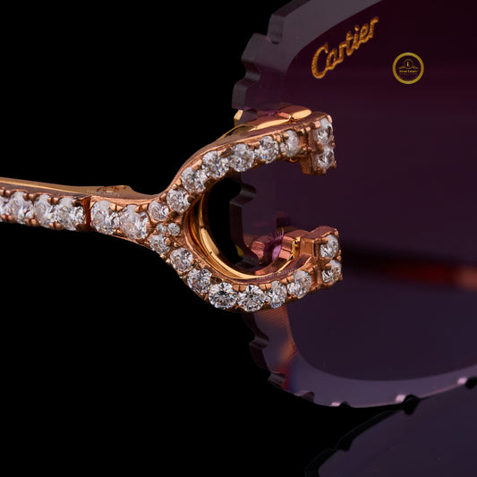 Custom Round Diamond Sunglasses Luxury Rimless Designer Eye wear By Ivevar