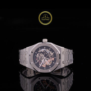 Luxury Skeleton Dial Automatic Watch - Brushed Stainless Steel Integrated Bracelet