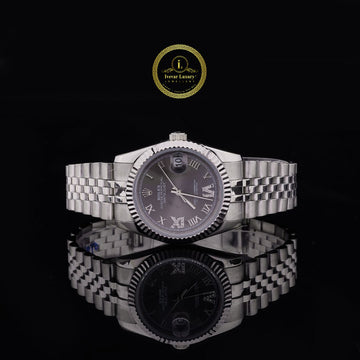 36mm Executive Classic Watch – Slate Grey Dial with Fluted Bezel & Jubilee Bracelet