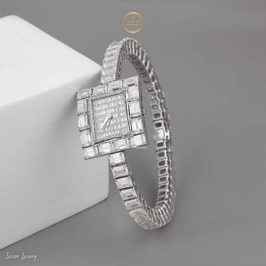 Eternal Radiance Diamond Watch with Emerald and Baguette Cut Stones A Symphony of Precision and Elegance