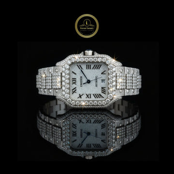 Exquisite Diamond Watch Encrusted Luxury Timepiece with Roman Numeral Dial and Dazzling Precision Craftsmanship