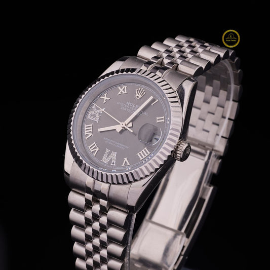 36mm Executive Classic Watch – Slate Grey Dial with Fluted Bezel & Jubilee Bracelet
